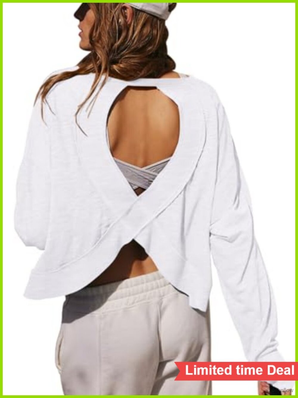 Long Sleeve Open Back Crop Workout Top Athletic Shirt Thumb Holes